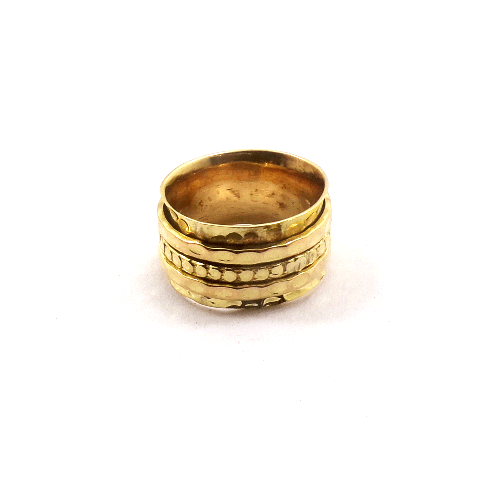 Ring Size - 9 Brass Spinner Ring T - BSPR998 18K Gold Plated Brass Fidget Rings Chunky Wide Band
